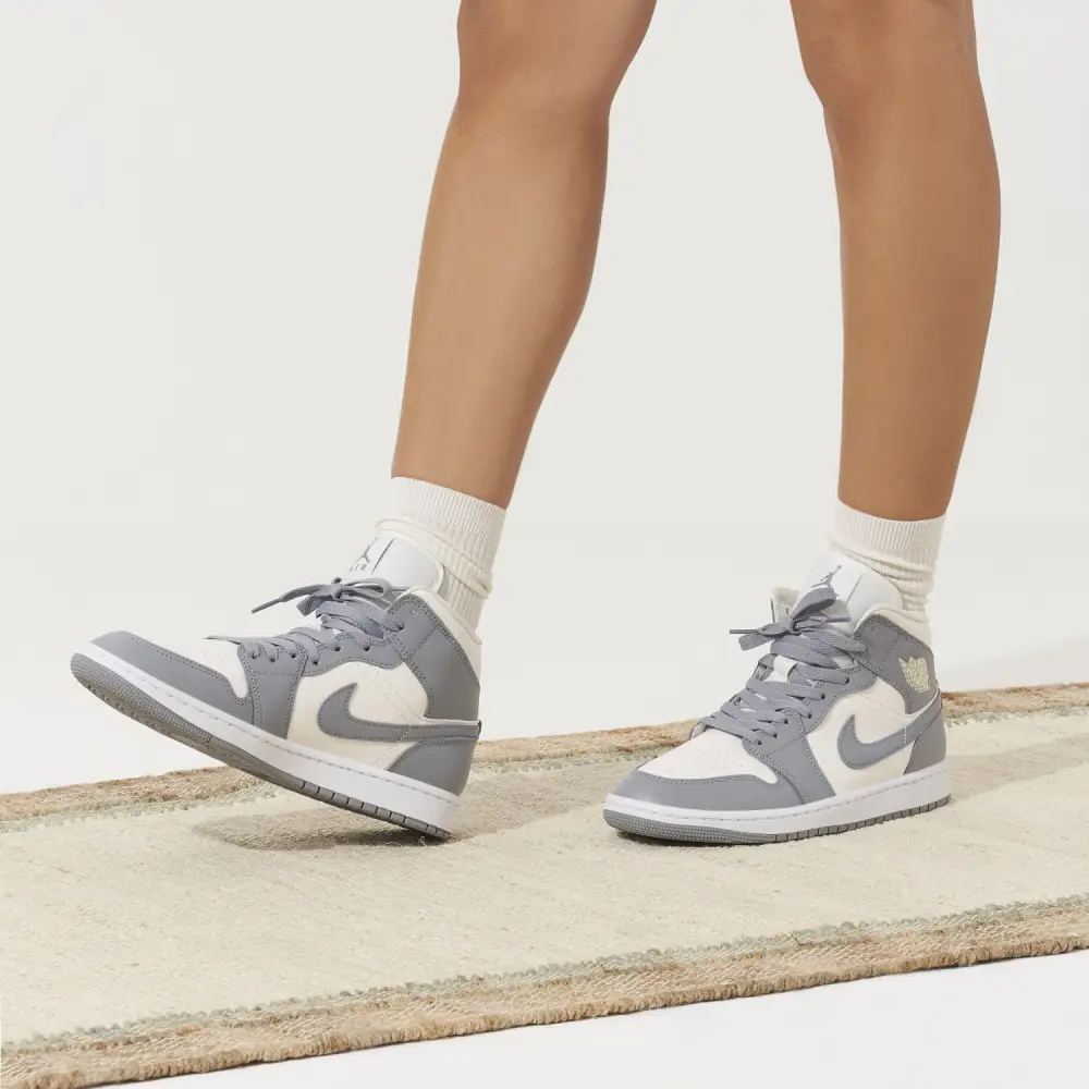 Air Jordan 1 Mid Grey Sail Womens
