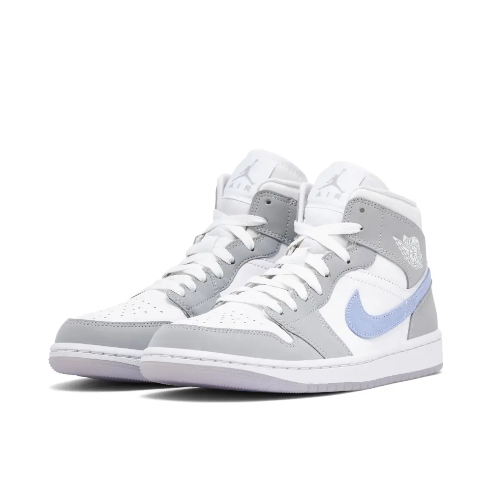 Air Jordan 1 Mid Grey Blue Womens 