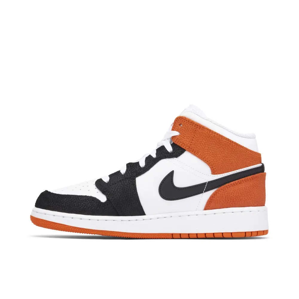 Air Jordan 1 Mid Floral Embroidery Black Orange GS 