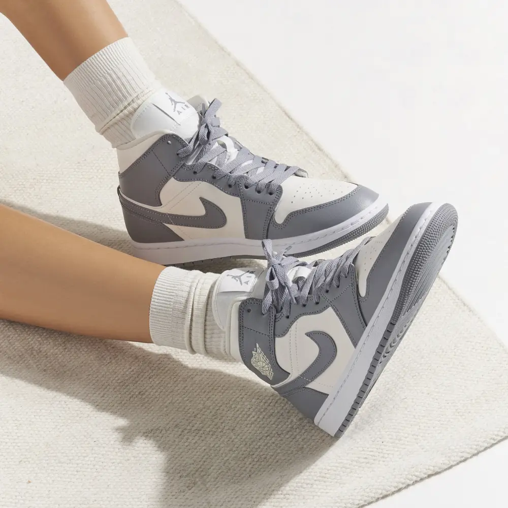Air Jordan 1 Mid Grey Sail Womens