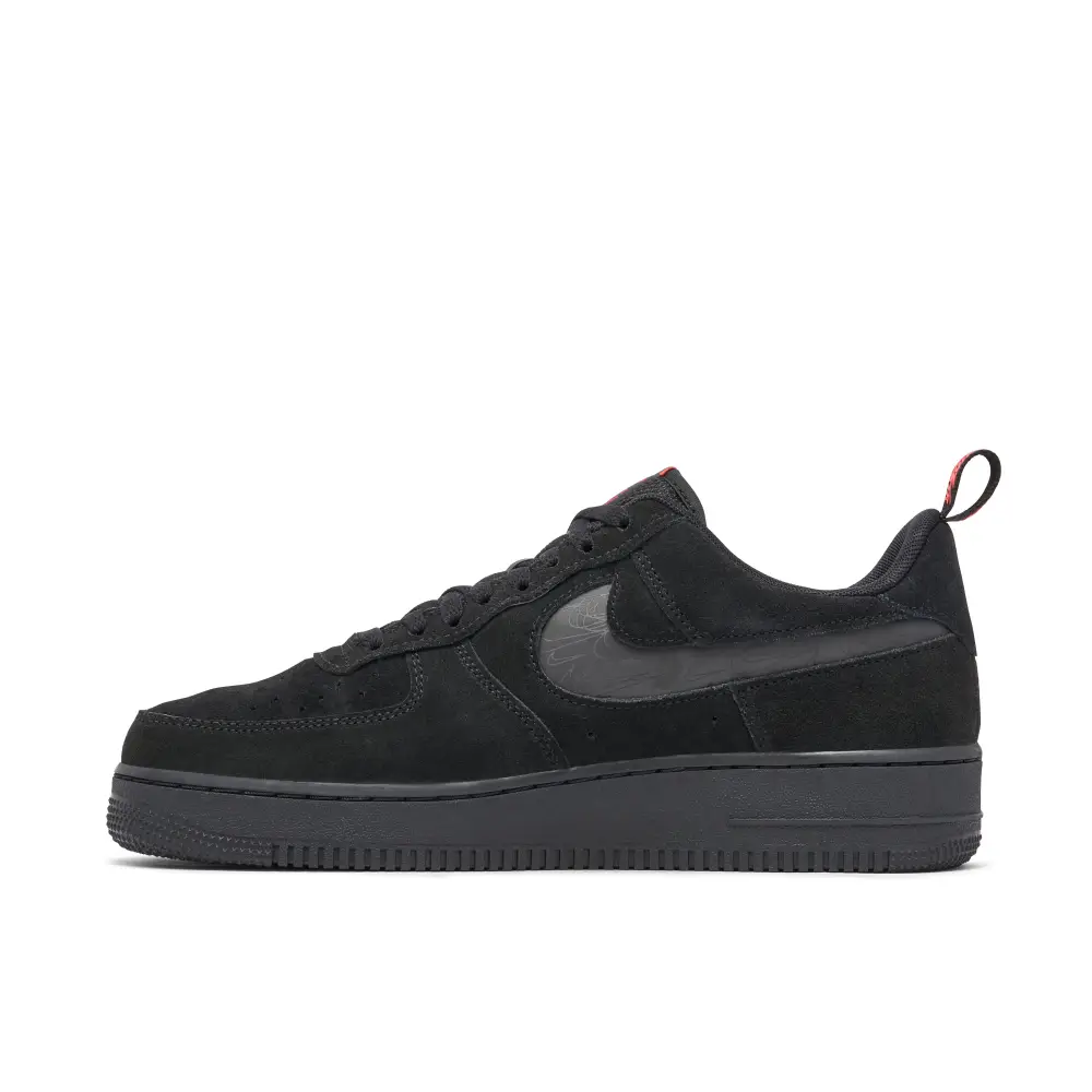 Nike Air Force 1 07 LV8 Reflective Swoosh Black Crimson 
