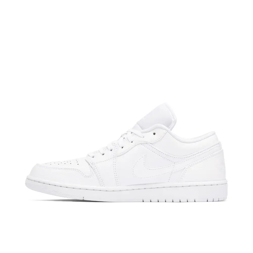 Air Jordan 1 Low Triple White Tumbled Leather 