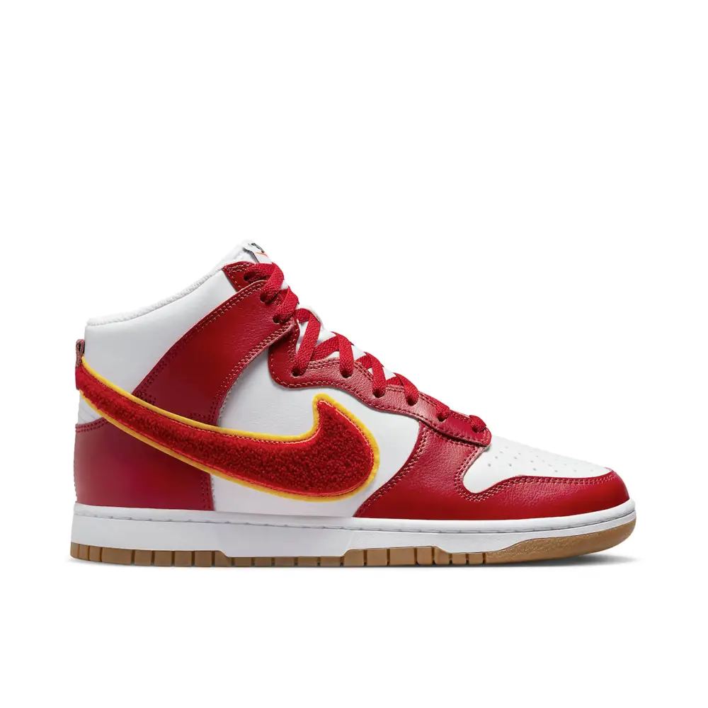 Nike Dunk High Chenille Swoosh White Red 