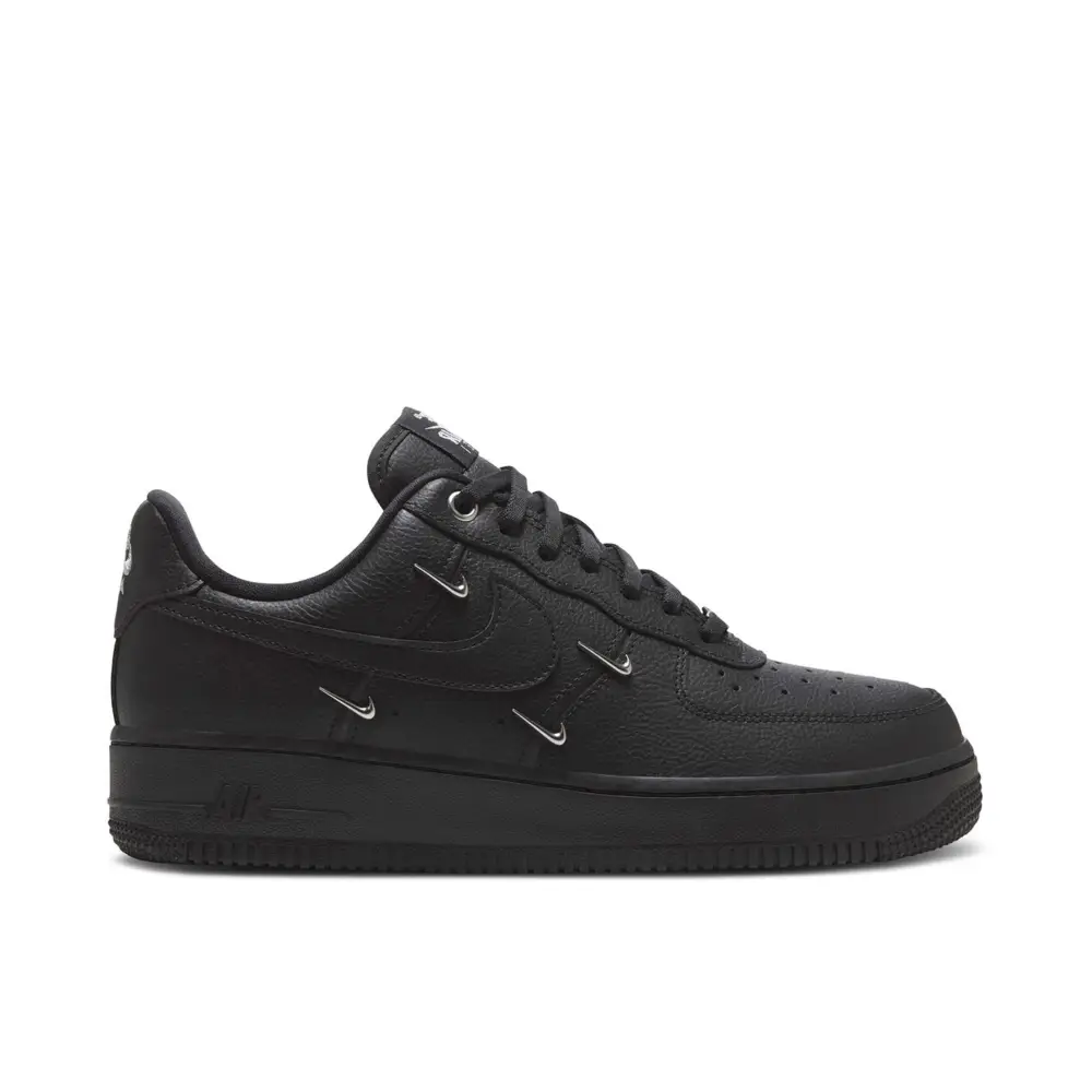 Nike Air Force 1 Low '07 LX Black Silver Mini Swoosh Womens 