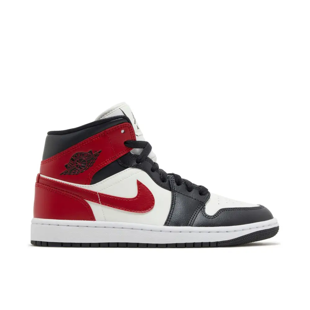Air Jordan 1 Mid Gym Red Off Noir Womens 