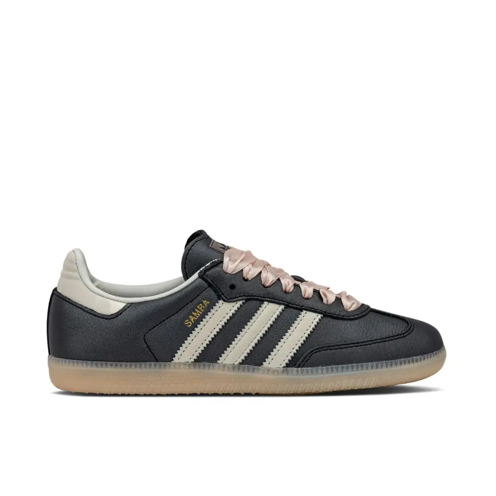 Adidas Samba OG Black Pink Ribbon Laces Womens 