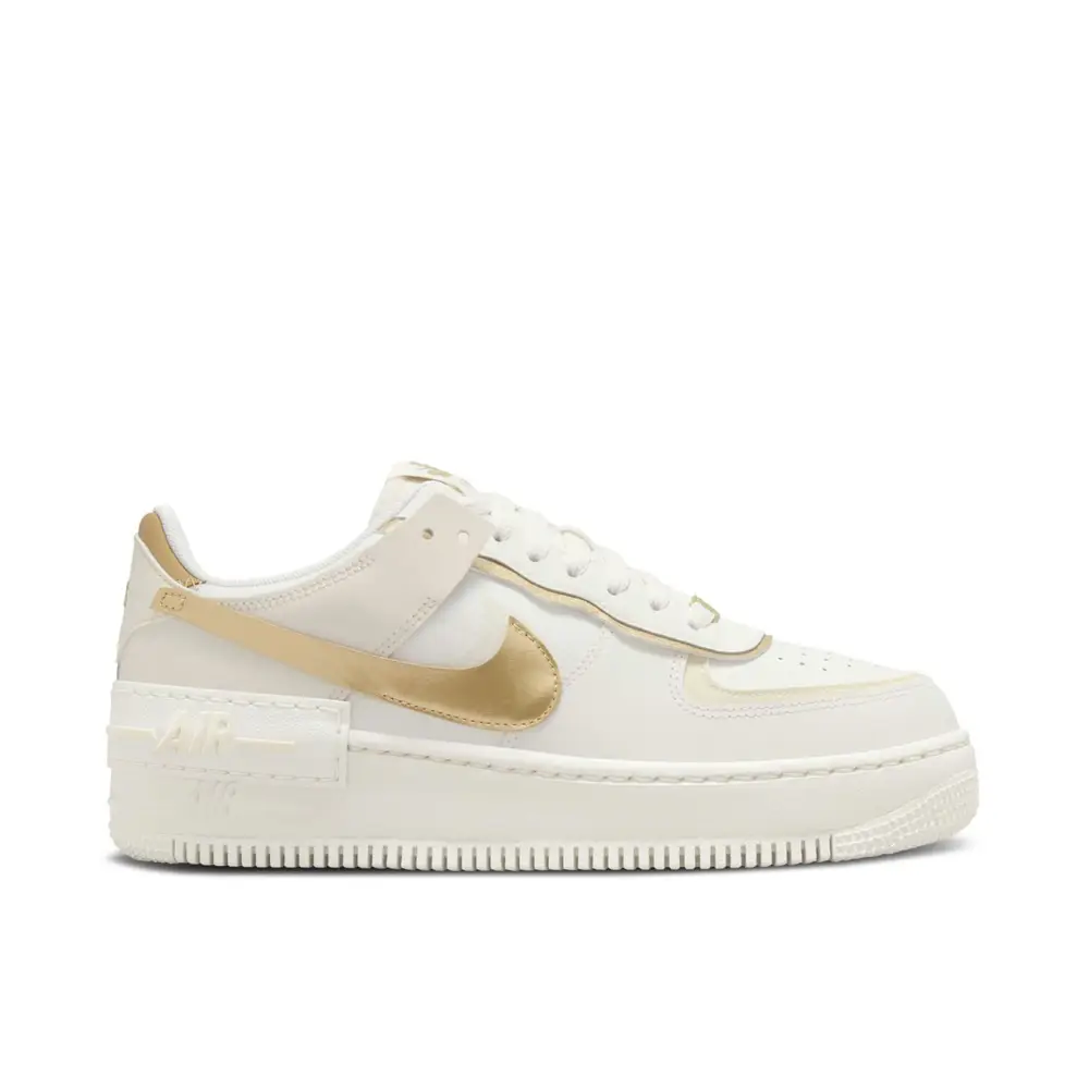 Nike Air Force 1 Shadow Sail Coconut Milk Metallic Gold Womens 