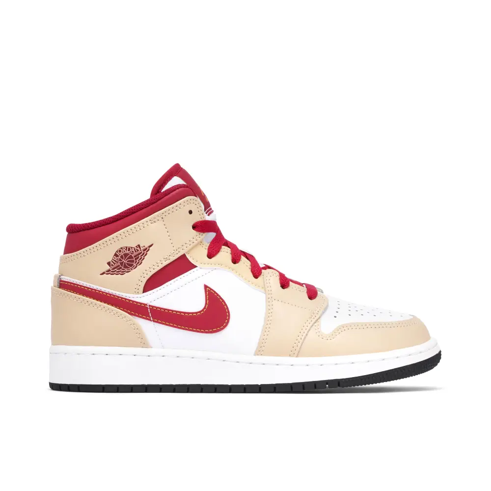 Air Jordan 1 Mid White Beige Red GS