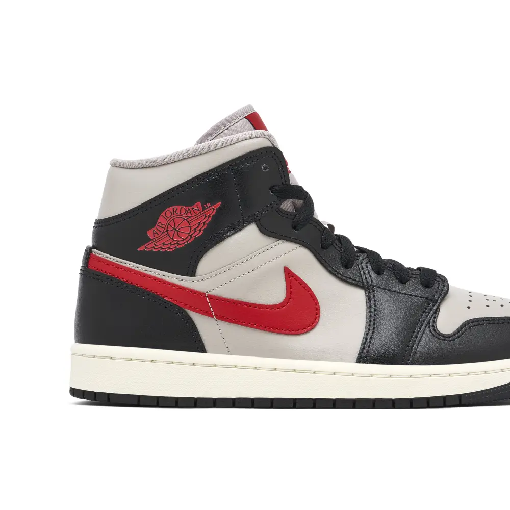 Air Jordan 1 Mid Black College Grey Red Womens 
