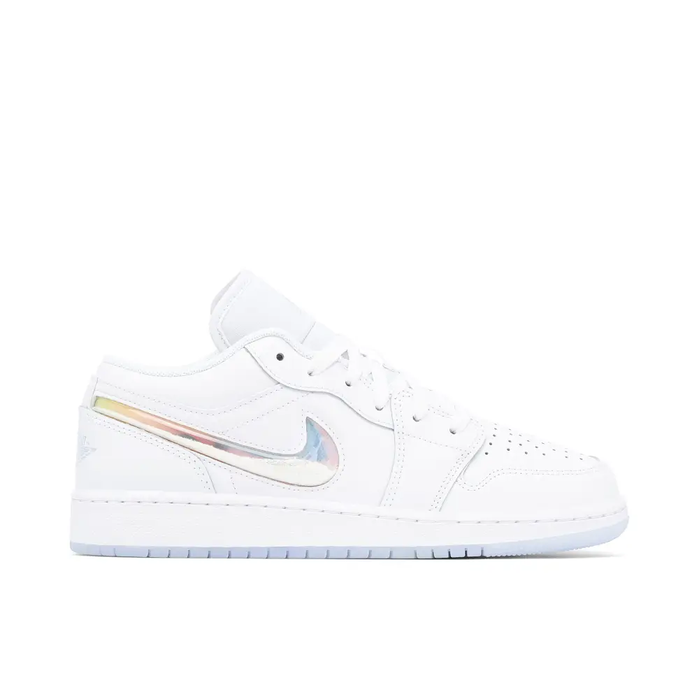 AIr Jordan 1 Low White Iridescent Glitter Swoosh GS F9743905