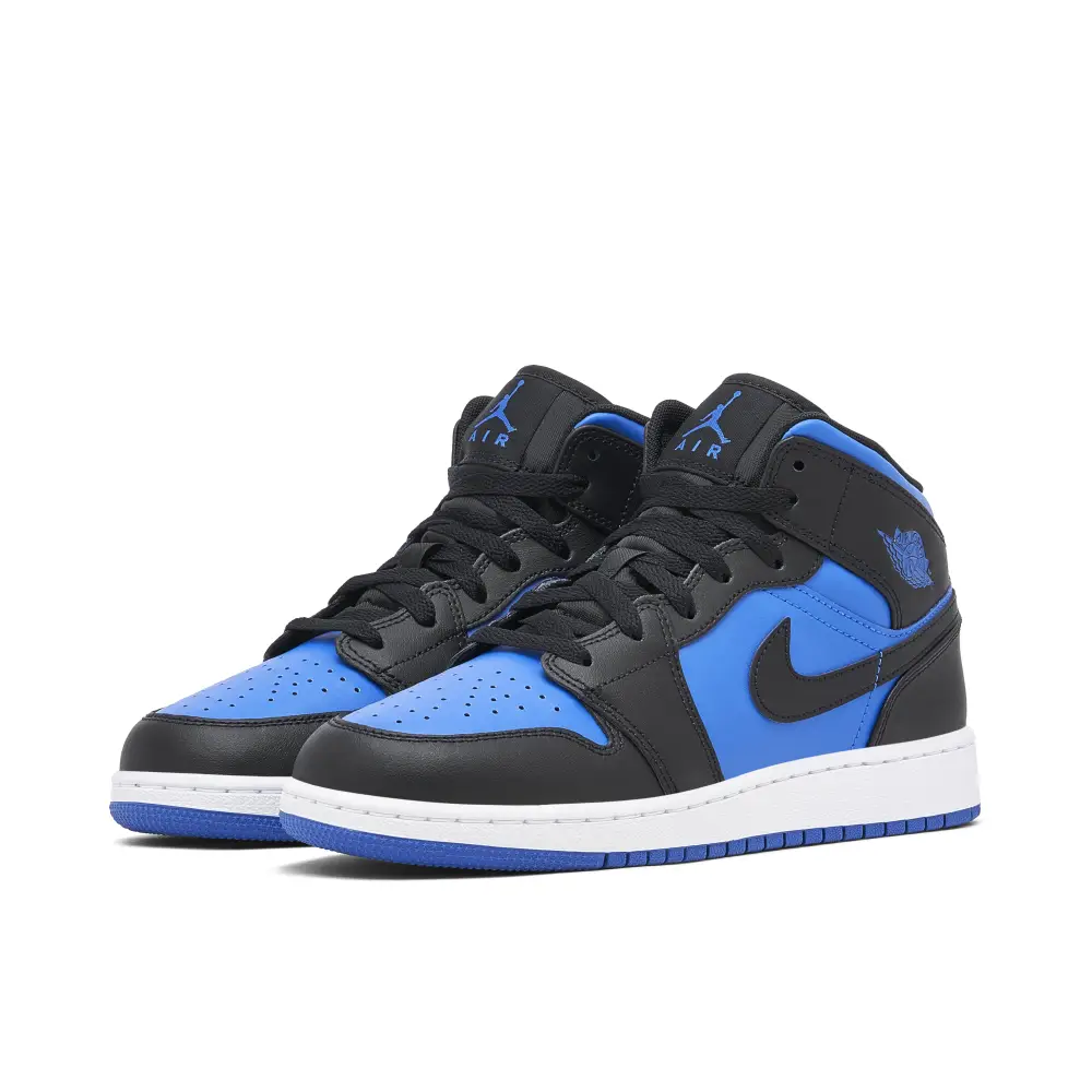Air Jordan 1 Mid Black Royal Metallic GS 