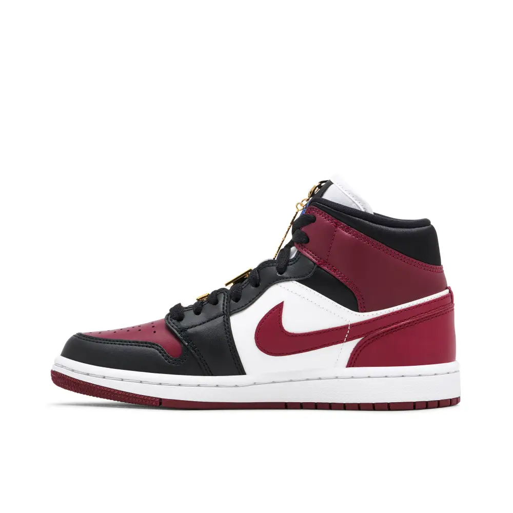 Air Jordan 1 Mid Maroon Black Gold Pendants 
