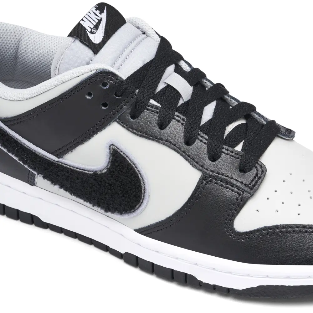 Nike Dunk Low Chenille Swoosh Black Grey 