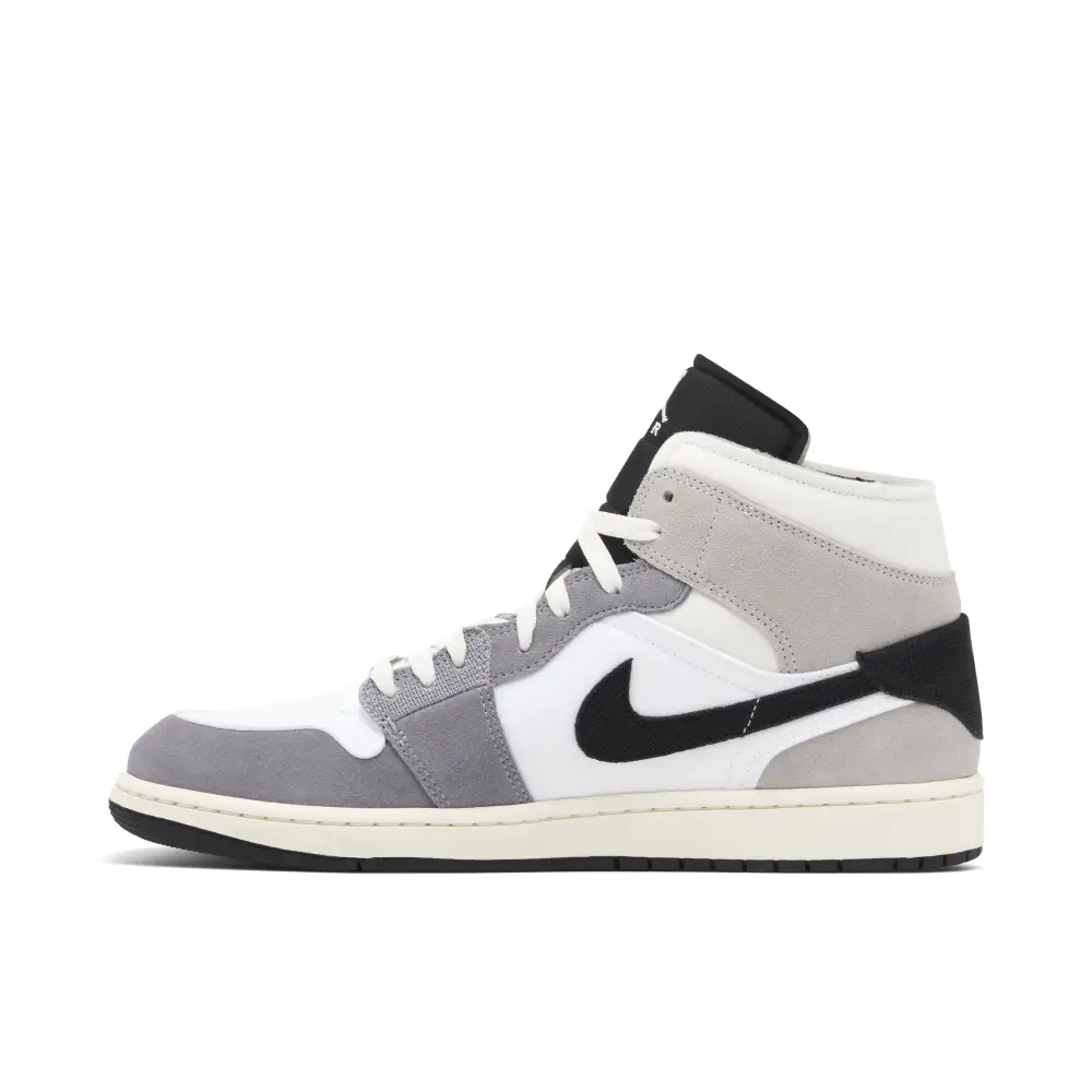 Air Jordan 1 Mid SE Craft White Cement Grey Black 