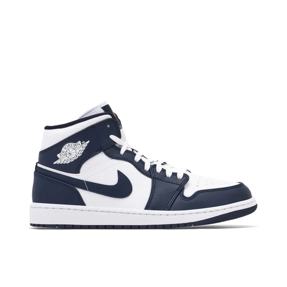 Air Jordan 1 Mid White Metallic Gold Obsidian 