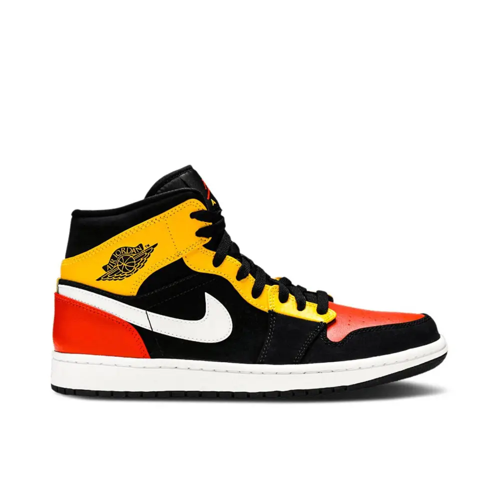 Air Jordan 1 Mid Black Amarillo Orange 