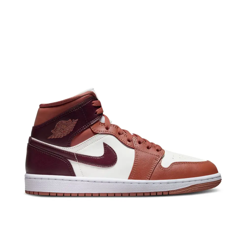 Air Jordan 1 Mid Dusty Peach Night Maroon Womens 