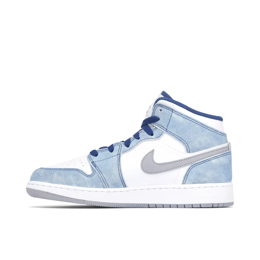 Air Jordan 1 Mid SE French Blue Fire Red GS 