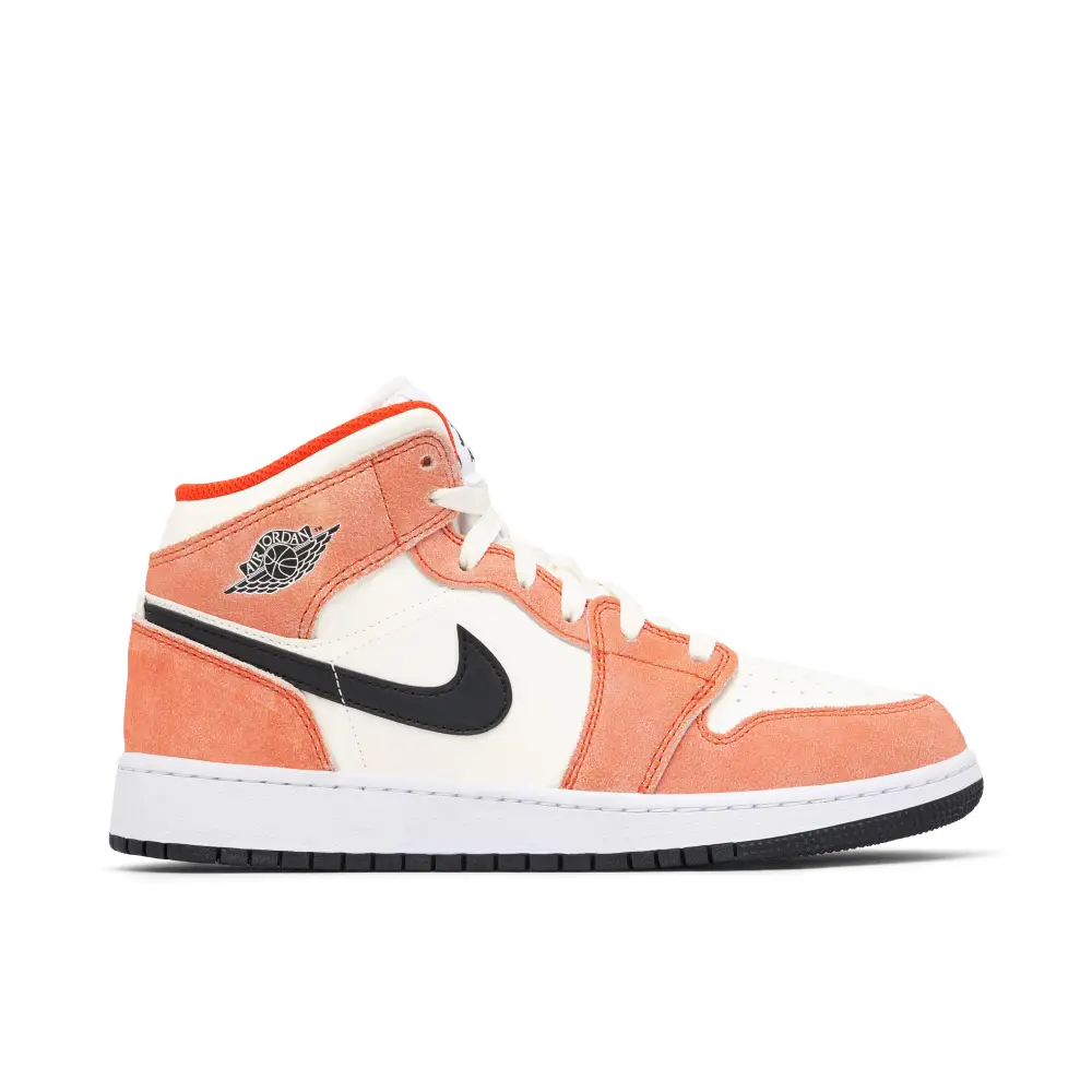 Air Jordan 1 Mid Orange Suede GS 