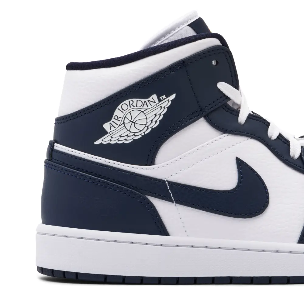Air Jordan 1 Mid White Metallic Gold Obsidian 