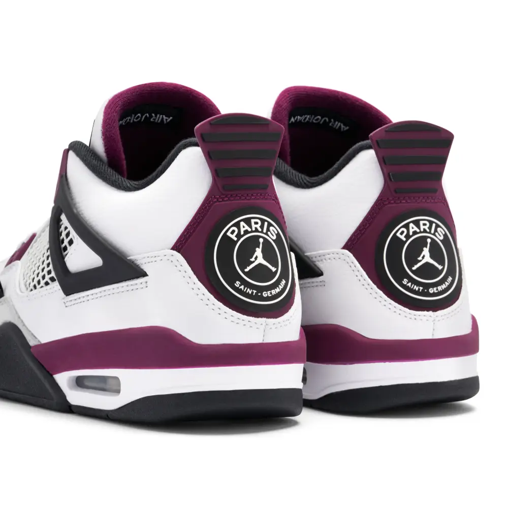 Air Jordan 4 x PSG White Neutral Grey Bordeaux GS 