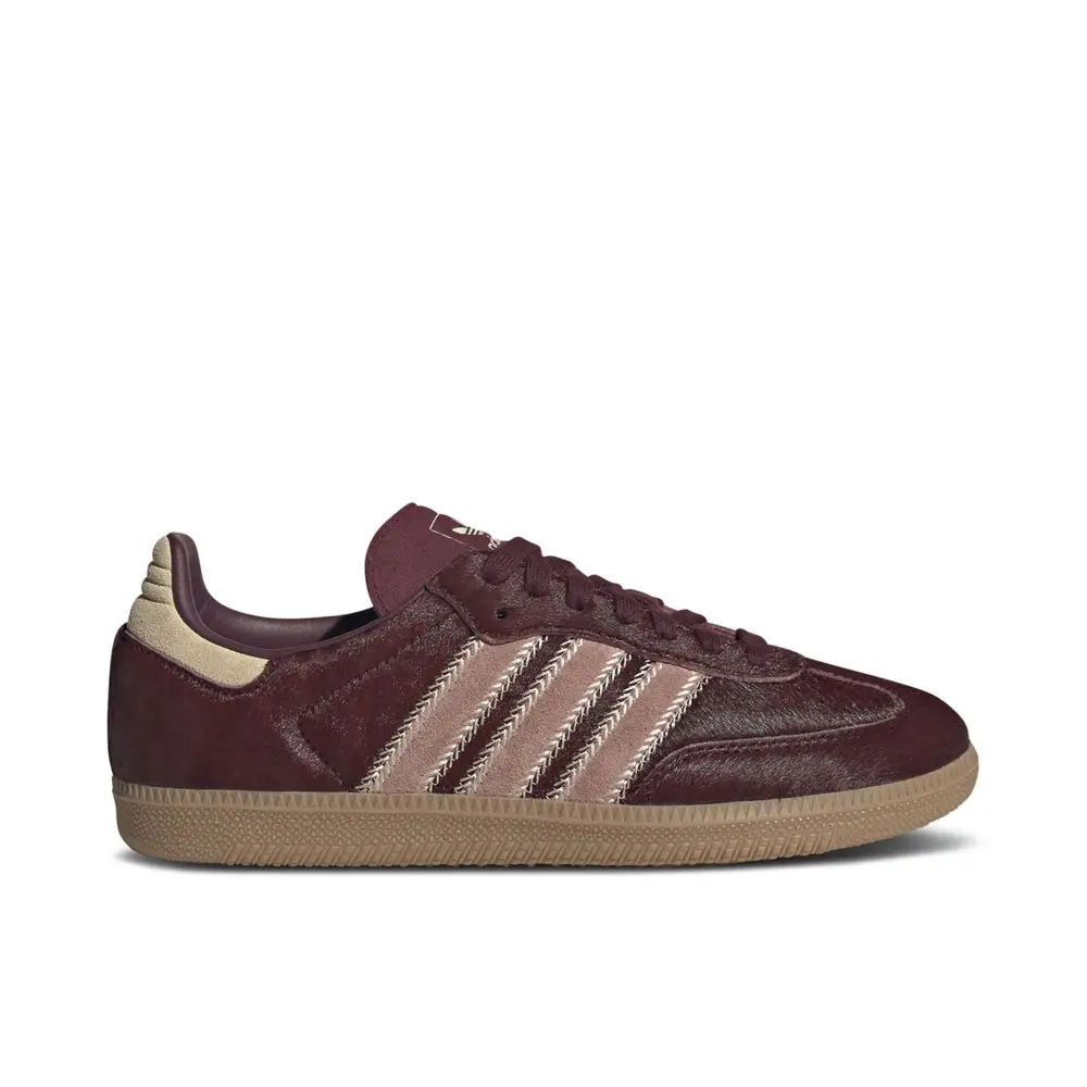 Adidas Samba OG Maroon Sand Strata Pony Womens 