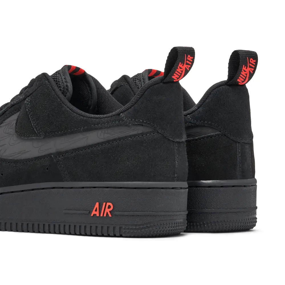 Nike Air Force 1 07 LV8 Reflective Swoosh Black Crimson 