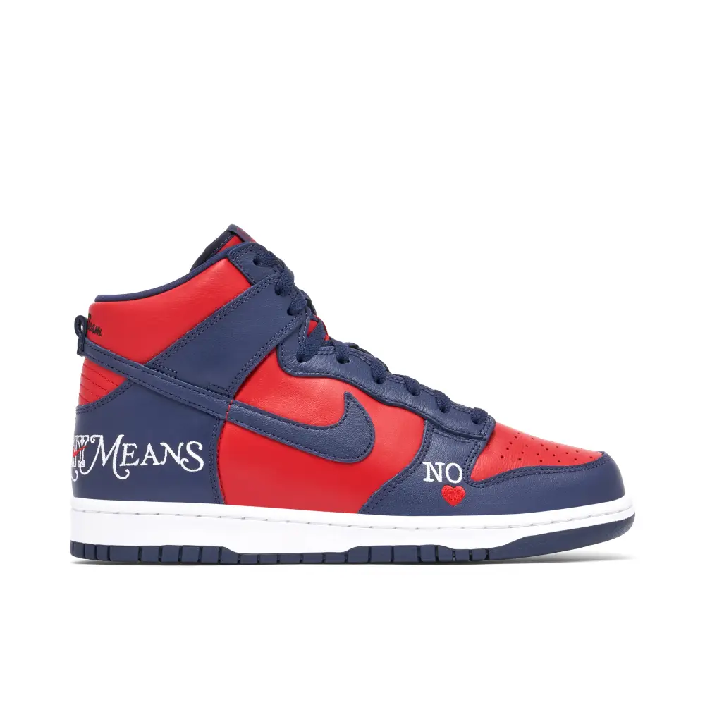 Supreme x Nike SB Dunk High By Any Means Red Navy 