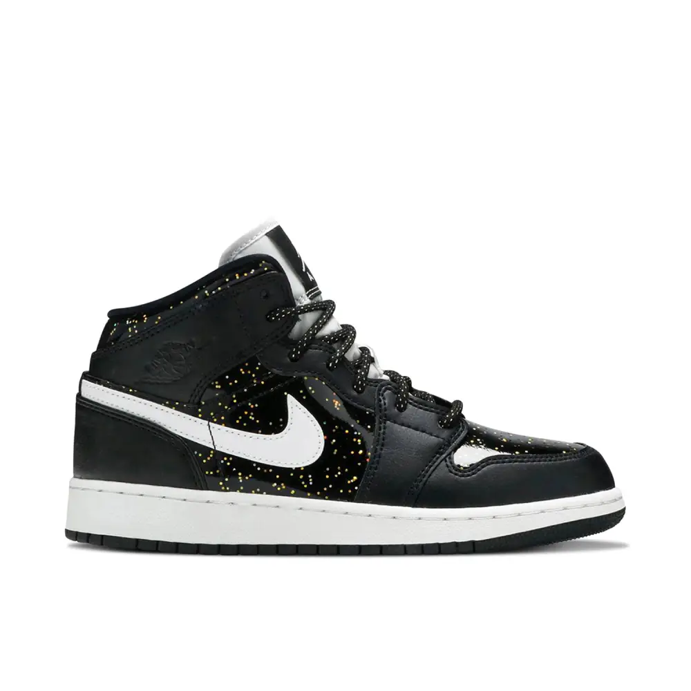 Air Jordan 1 Mid SE Black Glitter GS 