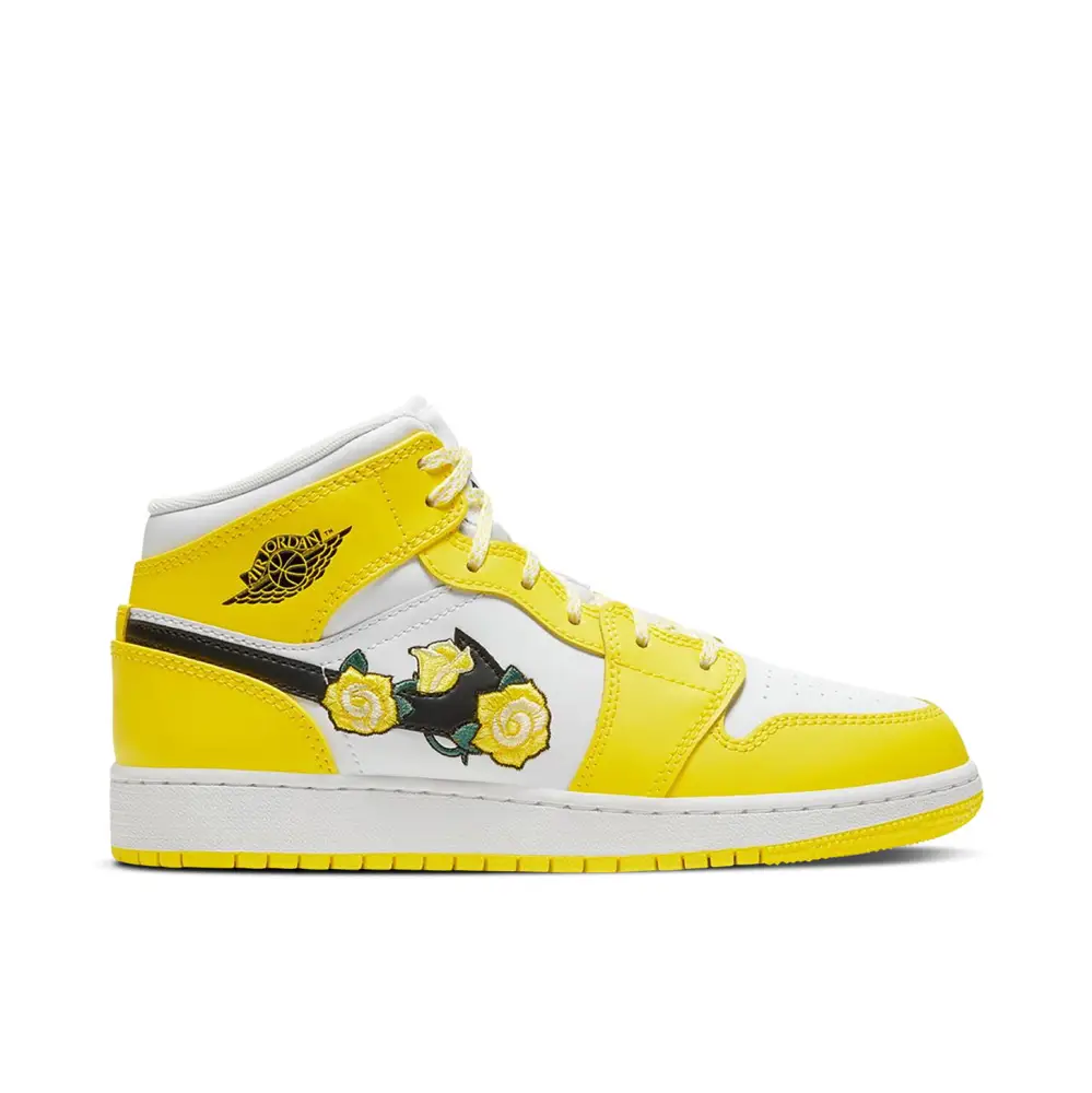 Air Jordan 1 Mid Yellow Floral GS 