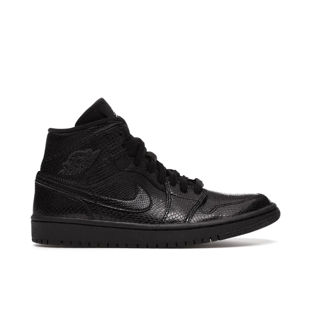 Air Jordan 1 Mid Black Snakeskin Womens 
