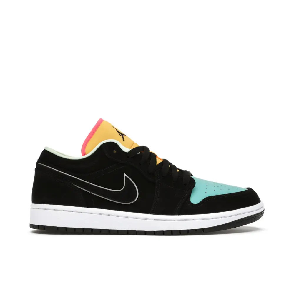 Air Jordan 1 Low Black Aurora Green Laser Orange 