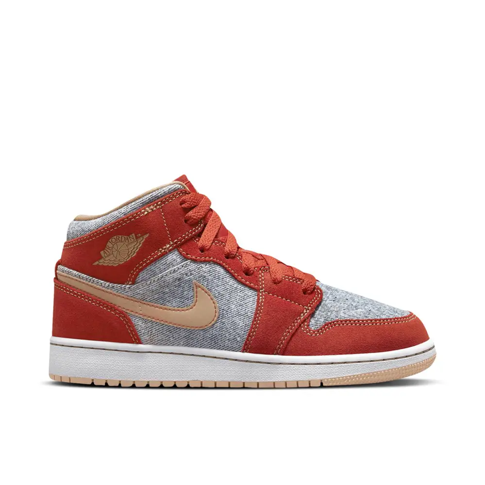 Air Jordan 1 Mid Denim Red GS 503B666