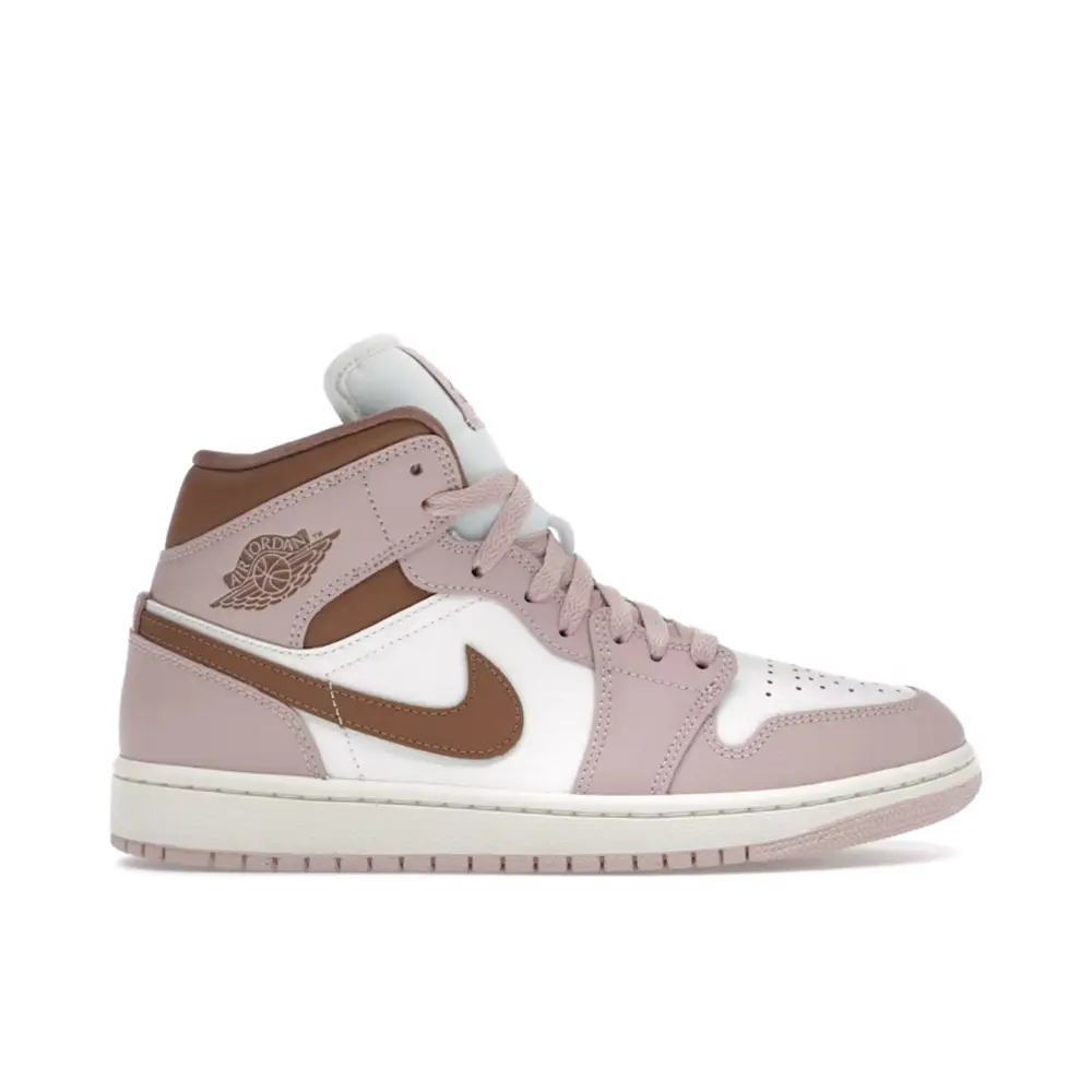 Air Jordan 1 Mid Pink Oxford Brown Womens 