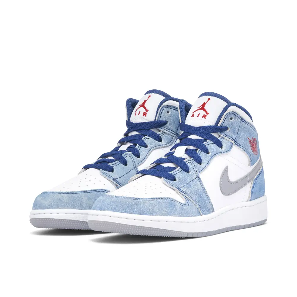Air Jordan 1 Mid SE French Blue Fire Red GS 