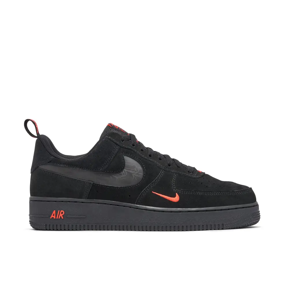 Nike Air Force 1 07 LV8 Reflective Swoosh Black Crimson 