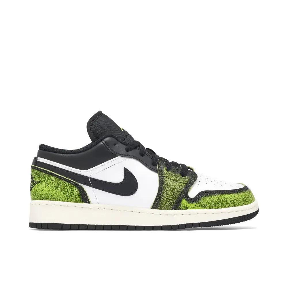 Air Jordan 1 Low White Black Green GS 