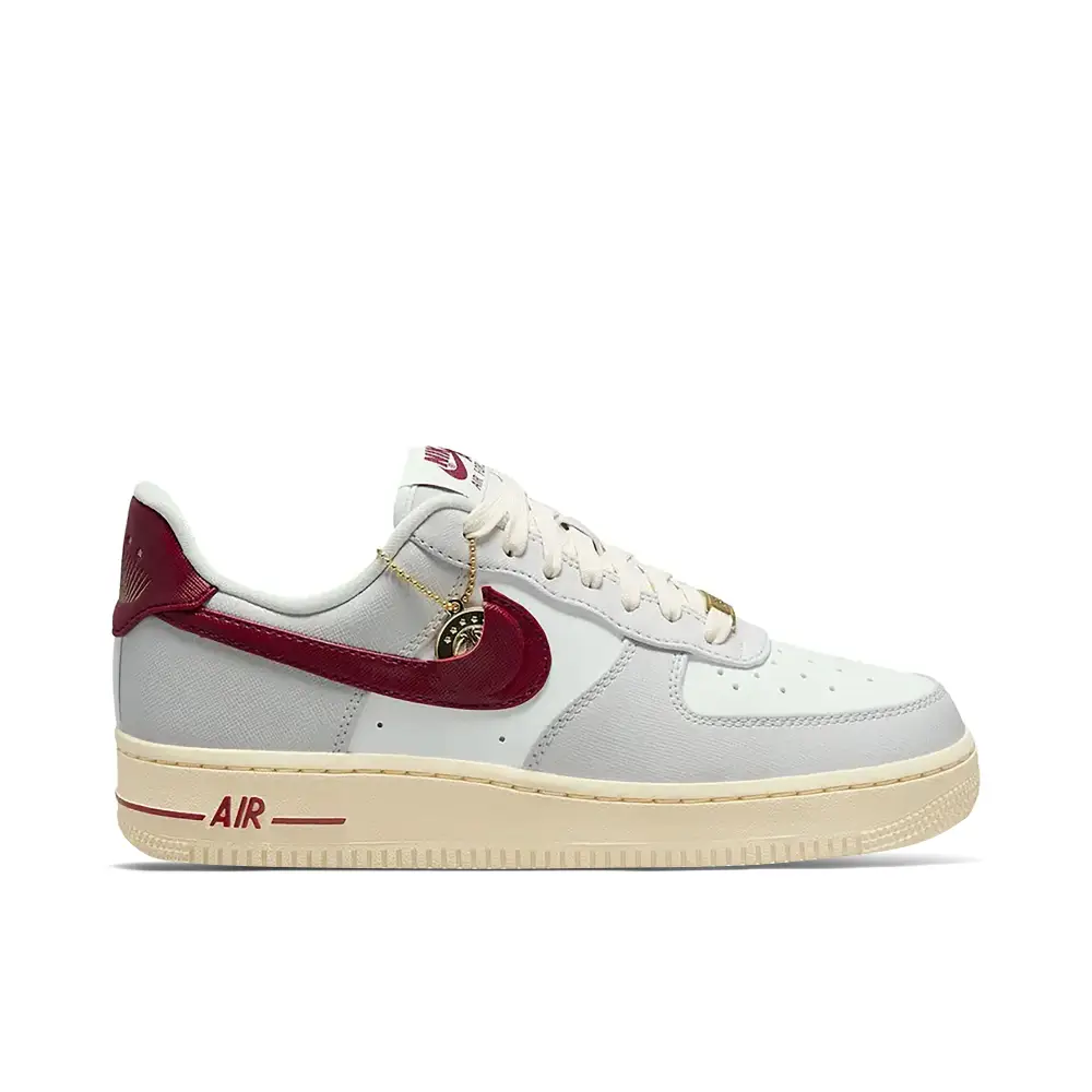 Nike Air Force 1 Low Gold Hang Tag White Red Womens 