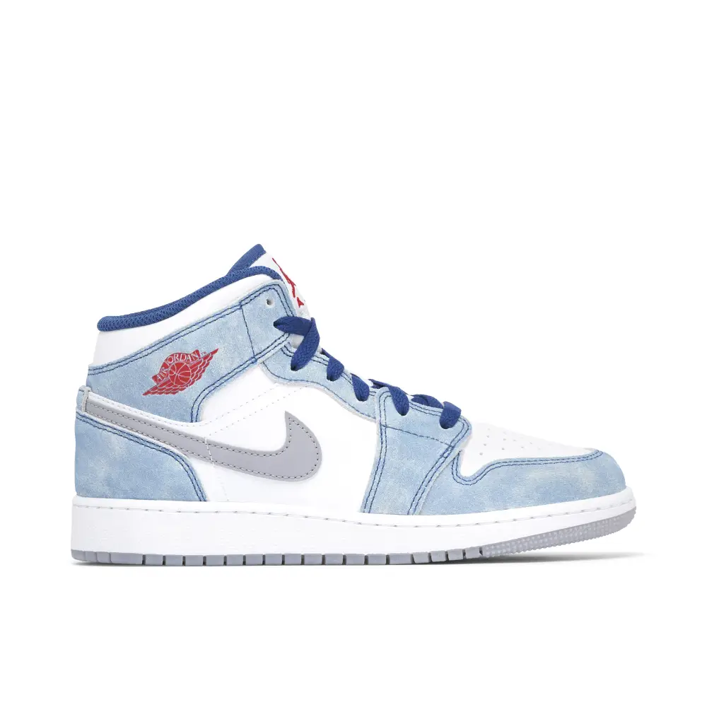 Air Jordan 1 Mid SE French Blue Fire Red GS 