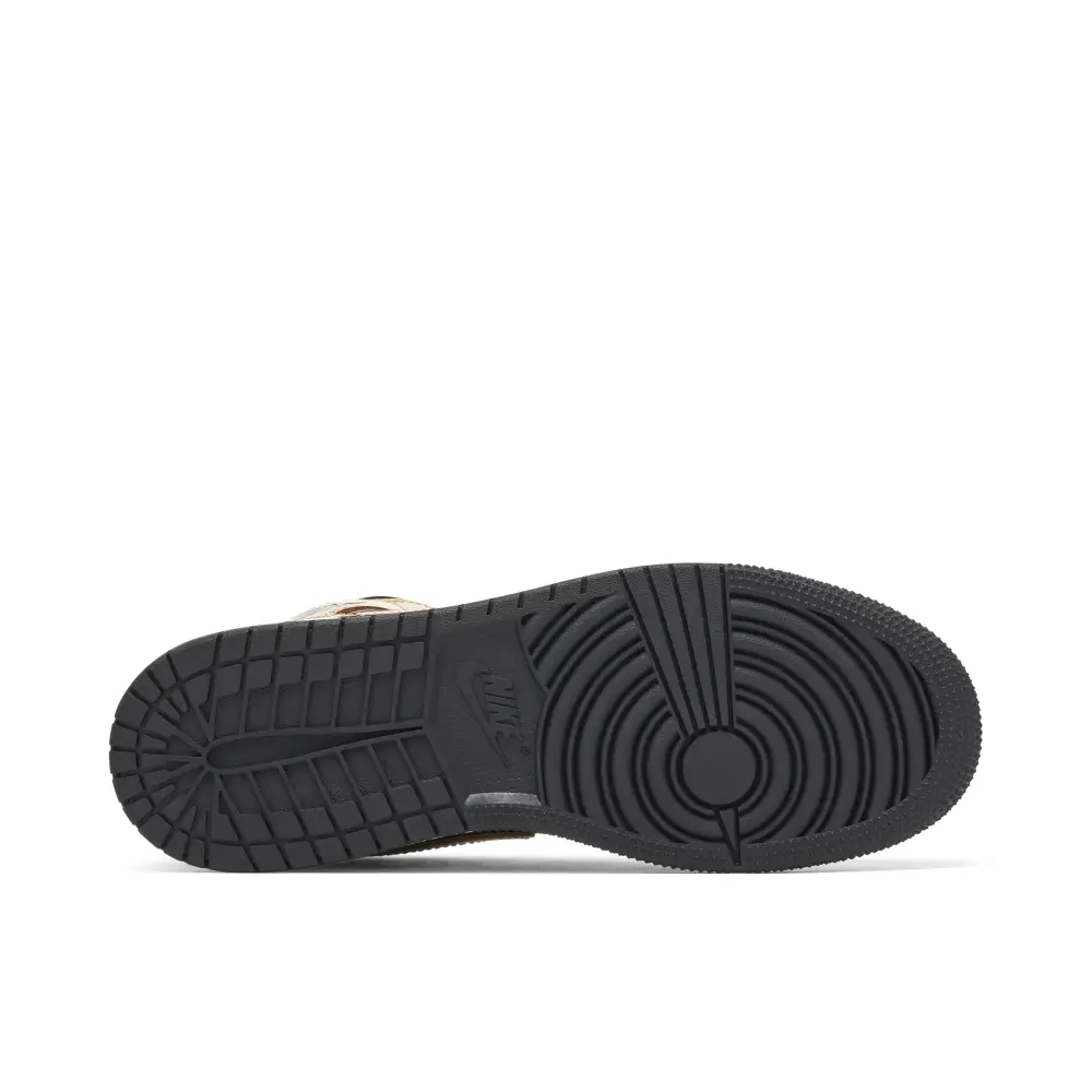 Air Jordan 1 Mid SE Glitter Black Gold GS 