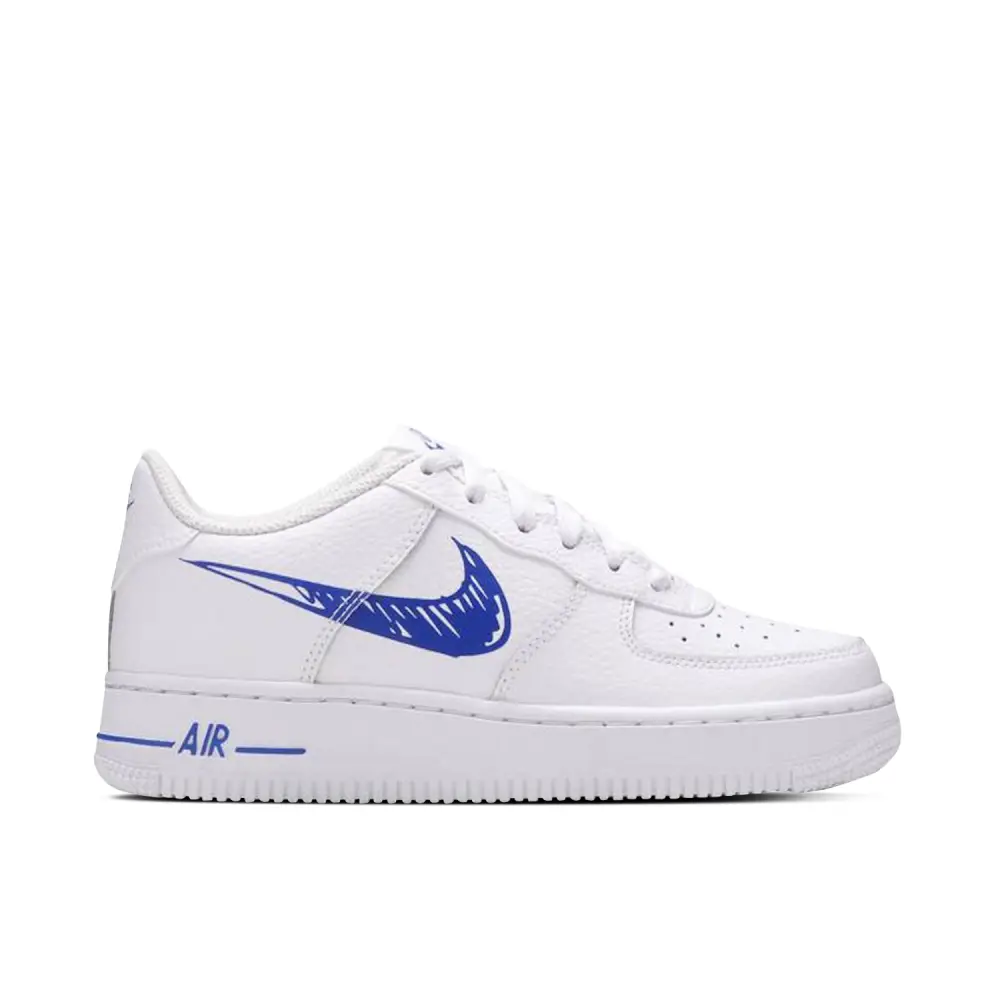Nike Air Force 1 Low Sketch Blue Swoosh GS 