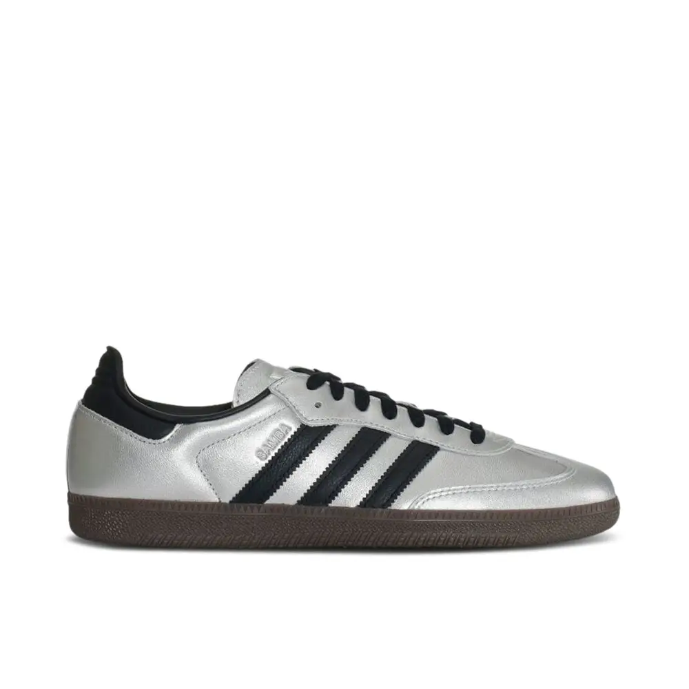 Adidas Samba OG Silver Metallic Black Gum Womens 