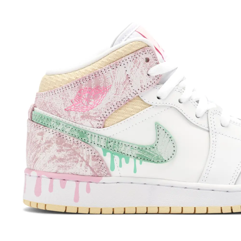 Air Jordan 1 Mid Paint Drip GS 