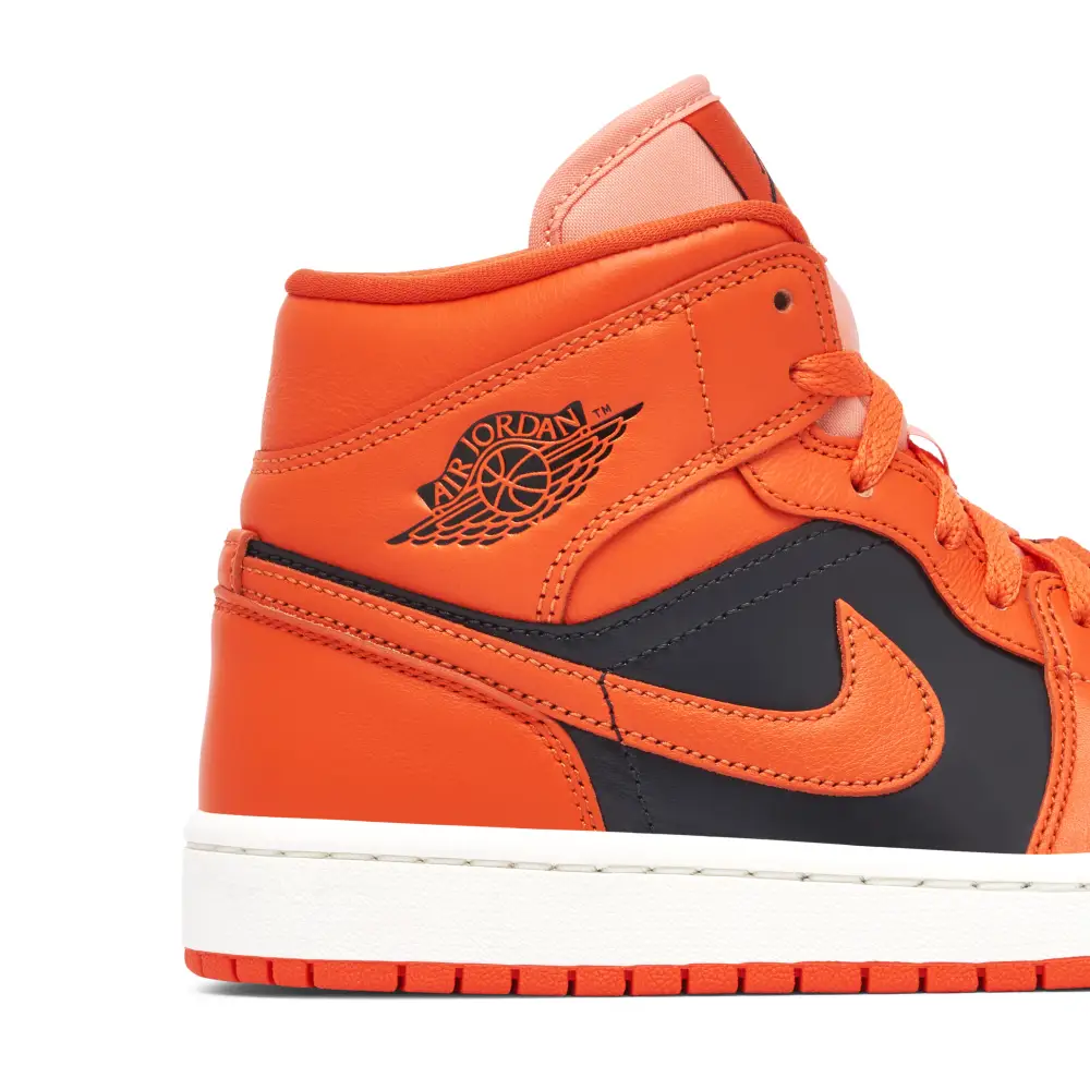 Air Jordan 1 Mid Orange Black Womens 