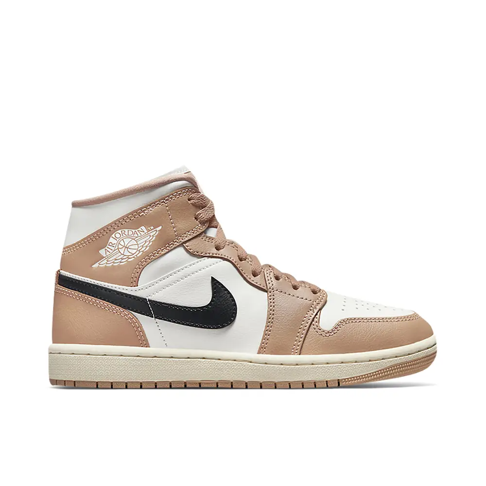 Air Jordan 1 Mid Tan Black Womens 