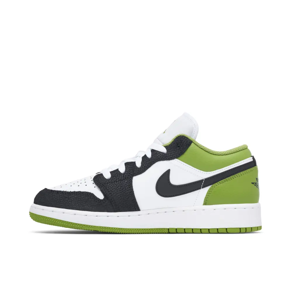 Air Jordan 1 Low Floral Embroidery Black Green GS 