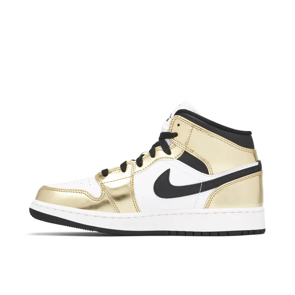 Air Jordan 1 Mid Metallic Gold Black White GS