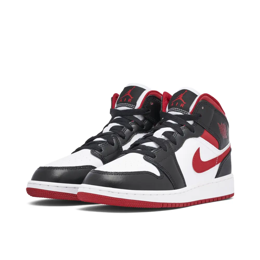 Air Jordan 1 Mid Black White Gym Red GS 