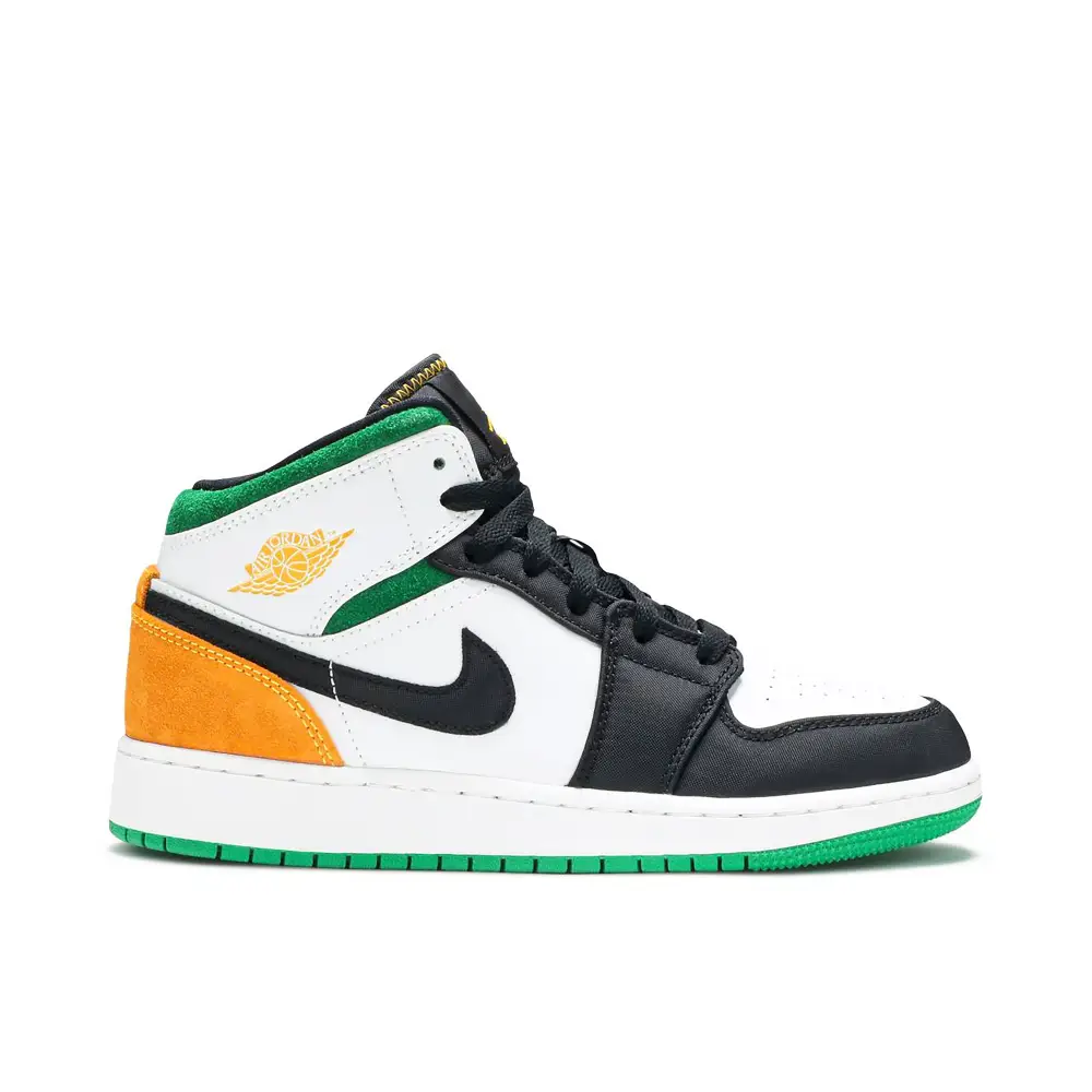 Air Jordan 1 Mid SE White Laser Orange Lucky Green GS 