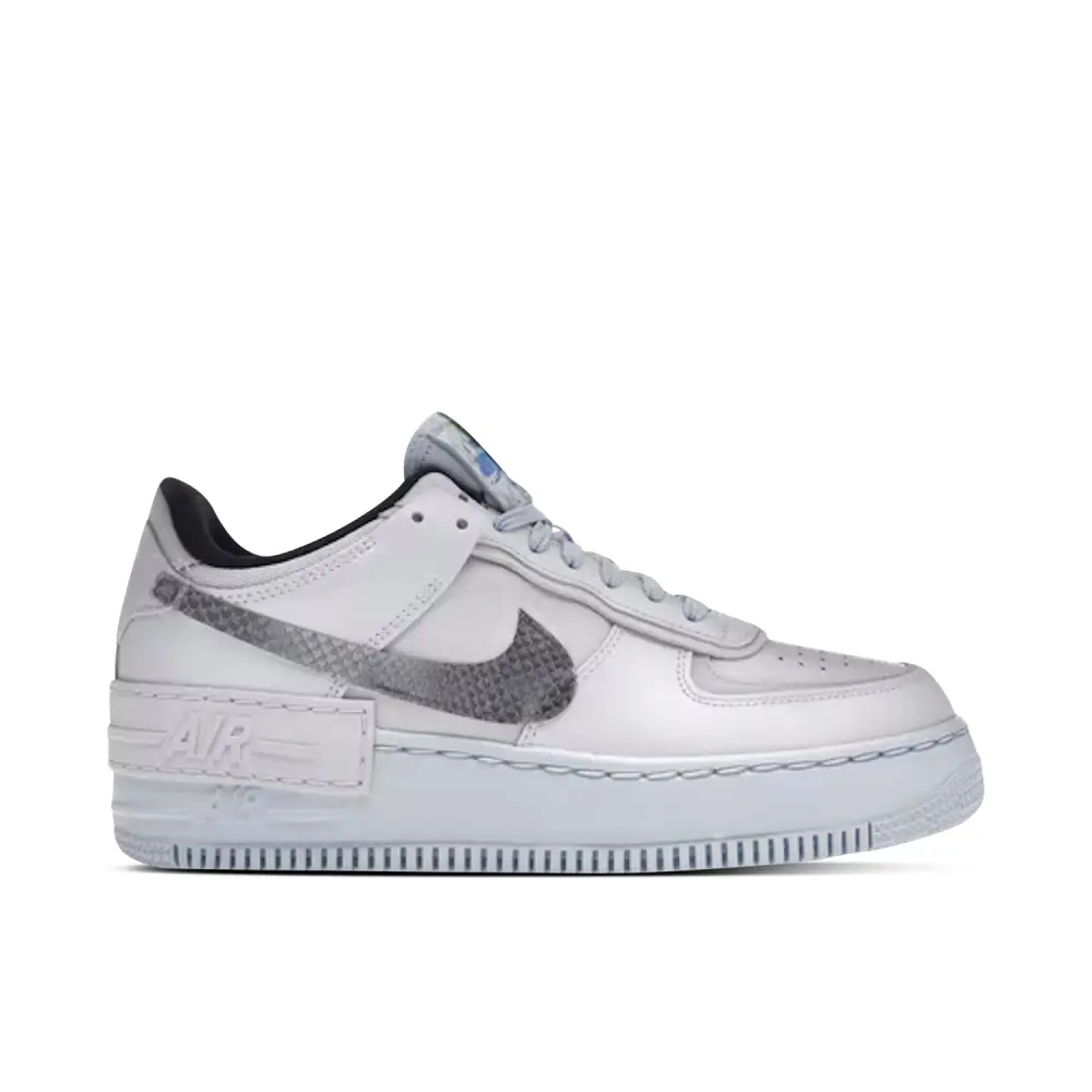 Nike Air Force 1 Low Shadow Pure Platinum Snakeskin Blue Womens 